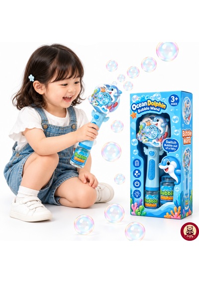Oyuncak Işıklı Tam Otomatik Köpük Makinesi 26 Cm 4 Pilli Baloncuk Oyuncağı Köpük Sıvılı 3 Renk Mavi