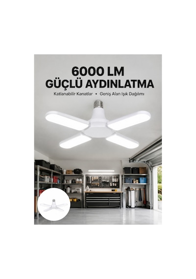 Astraltech Enerji Tasarruflu Led Ampül 60 Watt 4 Kollu Beyaz Işık Yeni Nesil Çok Renkli