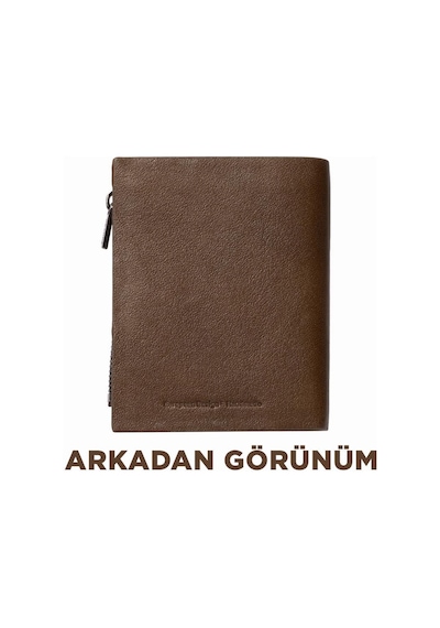 Grande Gerçek Deri Unisex Cüzdan Hakiki Deri Küçük Boy Kahve