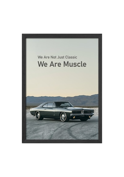 Dodge Charger Siyah Ahşap Çerçeveli Poster, Dekoratif Araba Duvar Tablosu