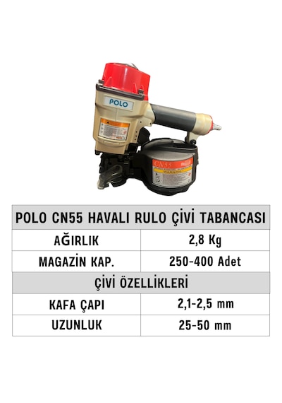 Polo CN55 Havalı Rulo Çivi Tabancası