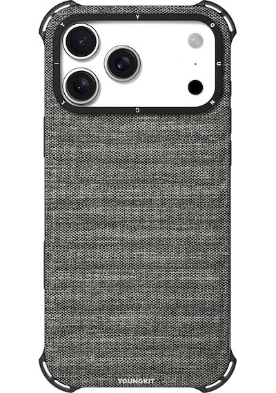 Apple Uyumlu iPhone 17 Pro Max Kılıf M-safe Şarj Özellikli Youngkit Canvas Serisi Kapak Gri Gri
