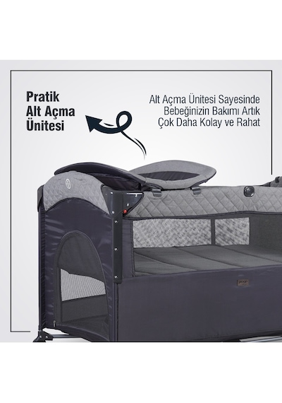 Prego 8044 Miami Plus Anne Yanı Oyun Parkı 70x120 Cm Gri