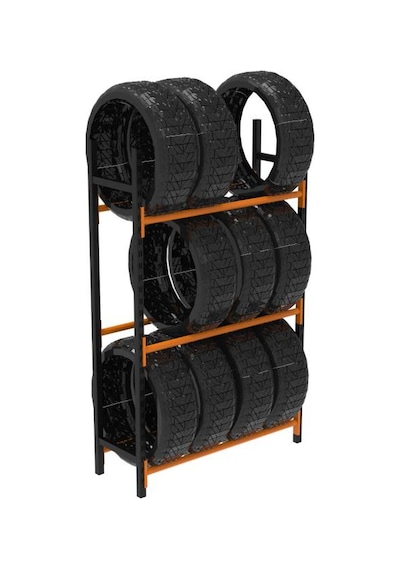 3 Katlı Lastik İstifleme Rafı, Mini Rack 40x120 Cm-150 Cm Çok Renkli
