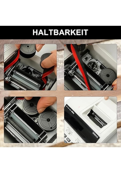 Daktilo Şeridi İkili Rulo Paket 13mm Kırmızı Siyah Pamuklu Kumaş Tüm Modellerle Uyumlu