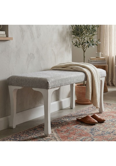 Ratemo Dekoratif Puf Bench Oturma Bankı Döşemelik Kumaşlı Antre & Yatak Ucu Bench 80x40x45 Cm Açık Gri