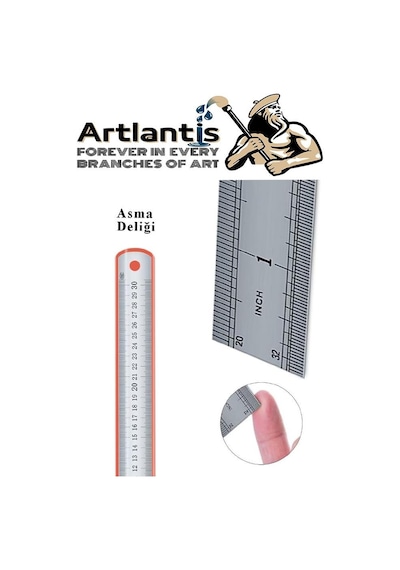 Çelik Cetvel 30 Cm İnç Ölçülü 1 Adet Paslanmaz Çelik Metal Çetvel 30 Santimetre Çok Renkli