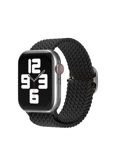 Wozlo Apple Uyumlu  Watch 1 2 3 4 5 6 7 8 Se Ultra Solo Loop Esnek Örgü Tokalı Kordon 38/40/41mm - Siyah