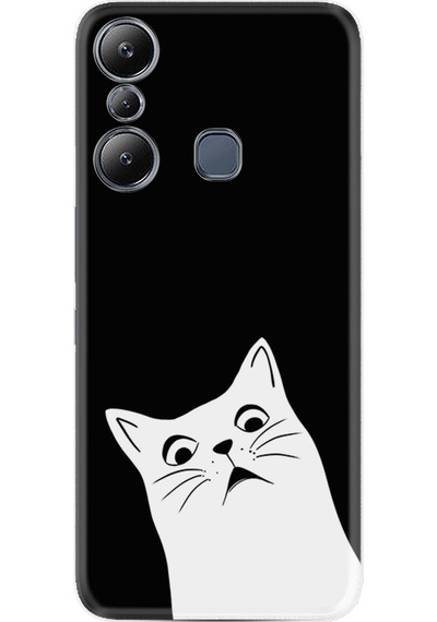 Infinix Hot 20i Kılıf Resimli Desenli Silikon Platinium Series Şaşkın Kedi 1900
