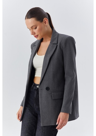 Mixray 4516 Kadın Bezayağı Blazer Ceket Antrasit