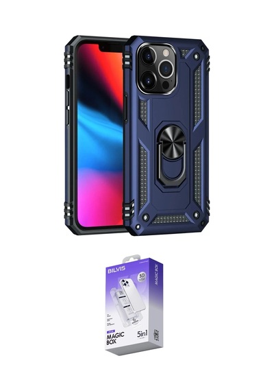 İeg Apple iPhone Uyumlu  13 Pro Max Kılıf Ahenk Klasik Koleksiyonu - Siyah Bilvis 5in1 3d Magic Cam Ekran Koruyucu Yeşil