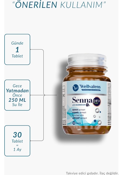 Sennapro Lax Sinameki, Magnezyum, Kayısı & Rezene İle Sindirim Konforu Ve Bağırsak Desteği 30 Tablet
