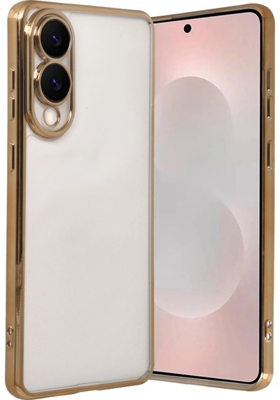 Samsung Uyumlu Galaxy S25 Edge Kamera Korumalı Lensli Silikon Altın