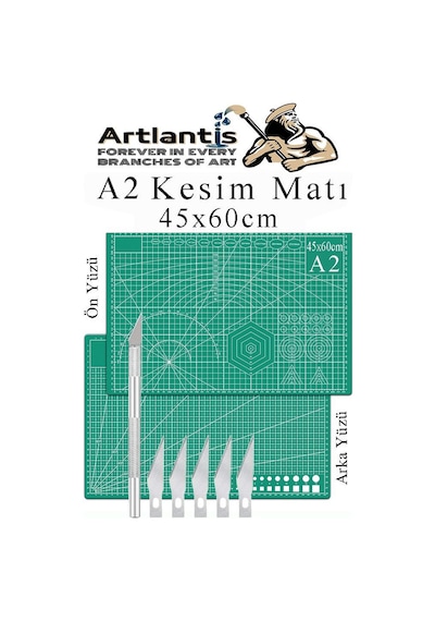 Kesim Matı A2 Ve Kretuar Seti 1 Adet 45x60 Cm Çift Taraflı Çizim Matı Kesme Madı Kesim Tablası Kesim Altlığı