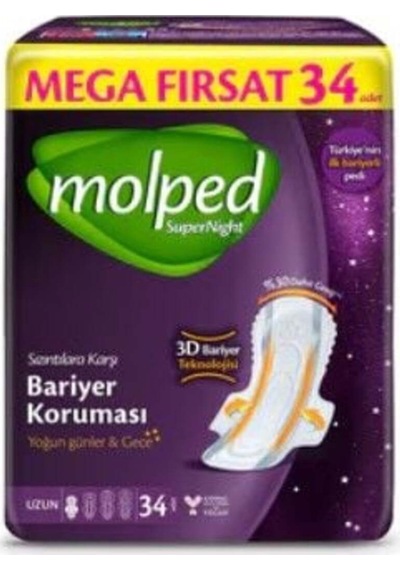 Süpernight Uzun Ped Mega 34 Adet
