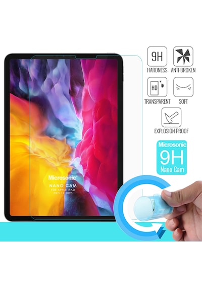 Microsonic Apple Uyumlu iPad Pro 11 `` 2022 4. Nesil (A2759-A2435-A2761-A2762) Nano Cam Ekran Koruyucu