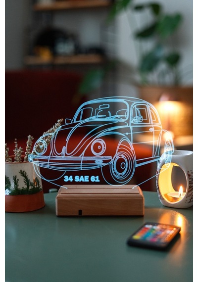 Sevgiliye Hediye Vosvos Araba Masaüstü 3D Led Lamba