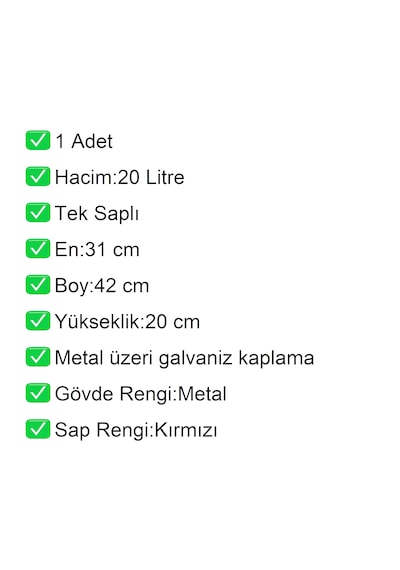 Tel Alışveriş El Sepeti 20 Litre Tek Saplı 1 Adet / En:31 Boy:42 Yükseklik:20 Cm Metal