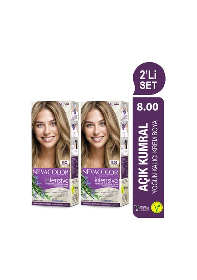Intensıve 2'li Set 8.00 Açık Kumral Kalıcı Krem Saç Boyası Seti