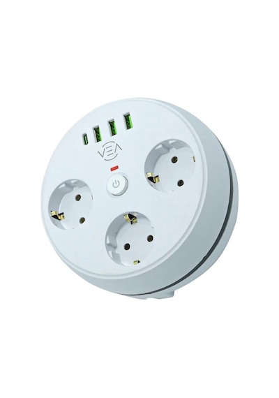 Vea Ve-26583 3'lü 1.5 Metre Kablolu 3 Usb / Type-c Girişli Akım Korumalı Grup Priz 1