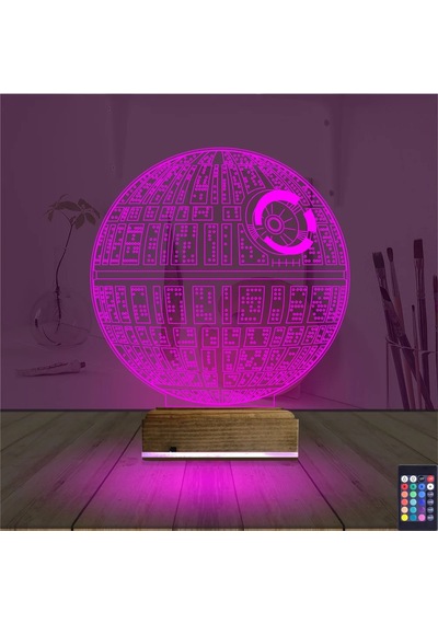 Luvivia Death Star Ölüm Yıldızı 3d Lamba - Masa Gece Lambası Şeffaf