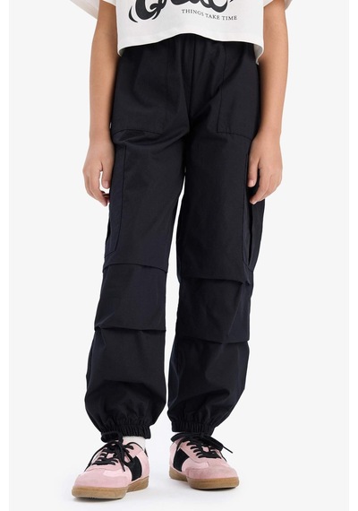 DeFacto Kız Çocuk Paraşüt Kargo Jogger Paça Pantolon E0162A825SMBK27 Siyah