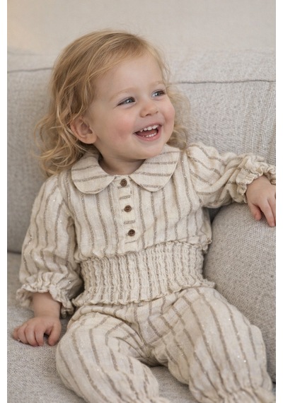 Babyhola Müslin Kız Bebek Bayramlık Takım Simli İp Geçişli Gipe Detaylı 2012 Kahverengi