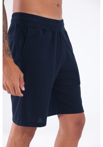 Rowinger Waffle Dokulu Cepli Erkek Şort Navyblue