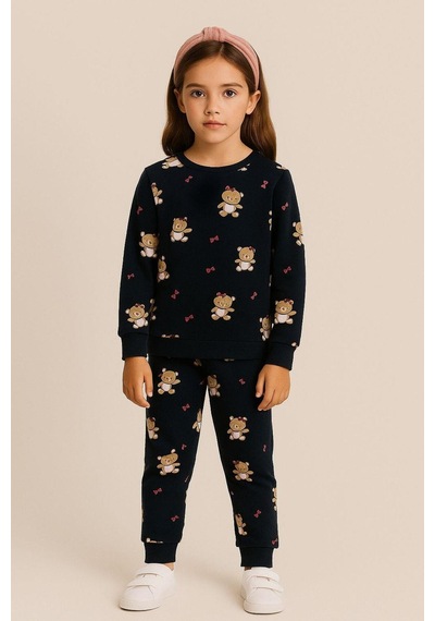 Katia&bony Kız Çocuk Teddy Desenli Pijama Takımı Desenli