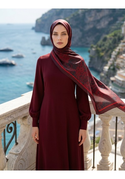 Moda Nuda Iconic Hasna Şal Bordo - Zarif Ve Modern
