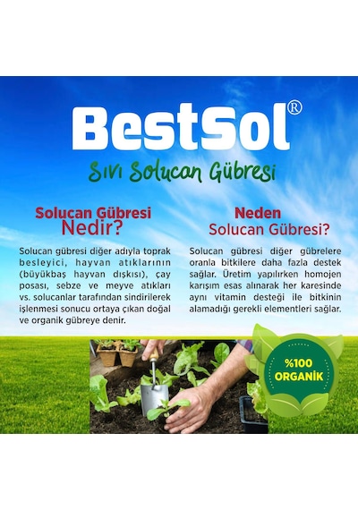 Bestsol %100 Organik Sıvı Solucan Gübresi 1 Litre