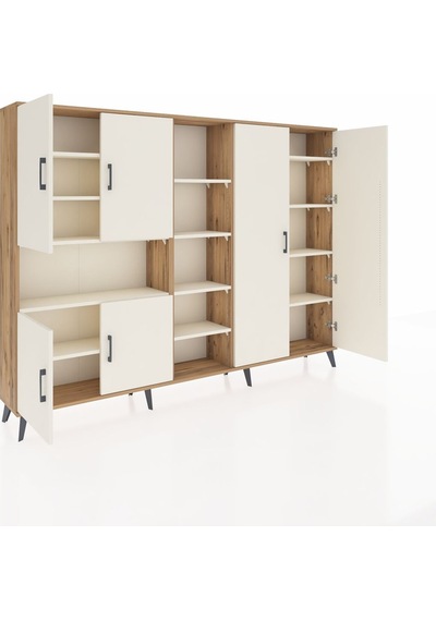 Arges Dolap 13 Raflı 6 Kapaklı 220x30x163 Çam-aytaşı Çam-aytaşı