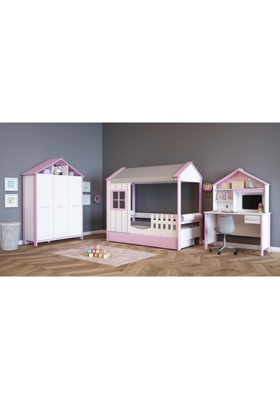 Meltem Kids Cozy Pembe Montessori Çocuk Odası Karyola 100x200 CM Pembe