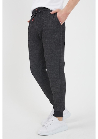 MMetalic Erkek Siyah Içi Polarlı Slim Fit Paça Lastikli Jogger Eşofman Altı 001