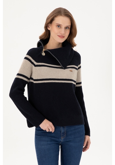 U.S. Polo Assn. Kadın Lacivert V Yaka Kazak 50293133-VR033