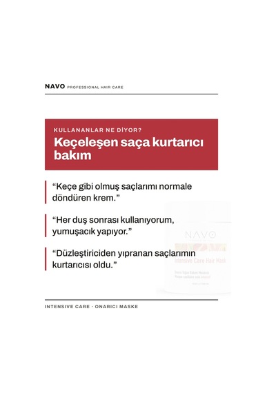 Yıpranmış Saçlar Için Onarıcı Yoğun Bakım Saç Maskesi / Intensive Care Hair Mask