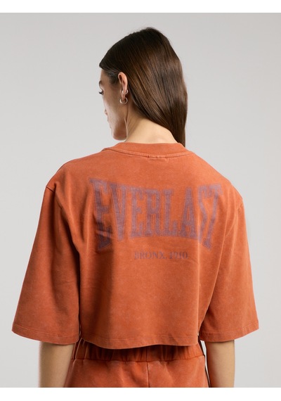Everlast Bronx 1910 Oversize Turuncu Crop Kadın Tişört Kiremit