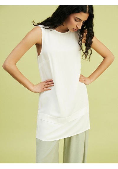 Lcw Modest Ekru Bisiklet Yaka Kadın Tunik