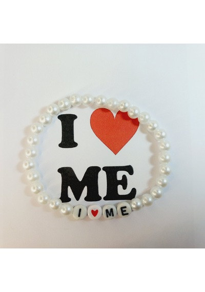 Crystal Atelier I Love Me İnci Boncuklu El Yapımı Bileklik Beyaz