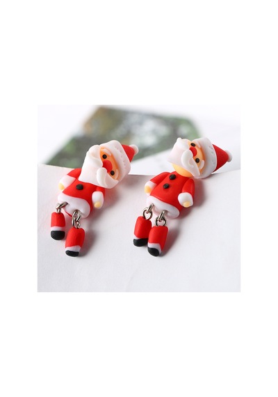 El İşi Kırmızı Noel Baba Küpe - Şenlikli Noel Kızların Hediye Takı Çok Renkli