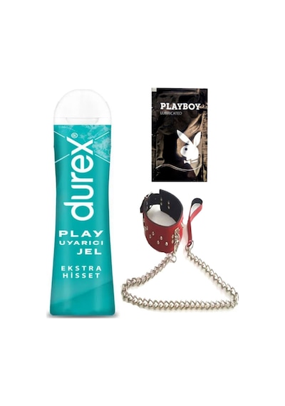 Durex Play Ekstra Hisset Bay Bayan Uyarıcılı Jel 50 Ml + Kırmızı Deri Tasma + Hediye