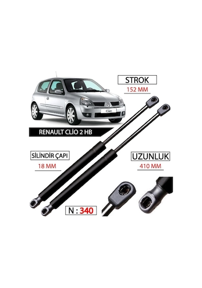 Clio 2 Hatchback Bagaj Amortisörü Sağ Sol Takım 7700842256