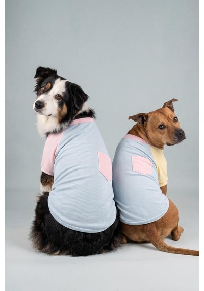 Bubbles Pastel Orta Ve Büyük Irk Köpek Tişörtü Lacivert Kırmızı Yazlık Köpek Kıyafeti