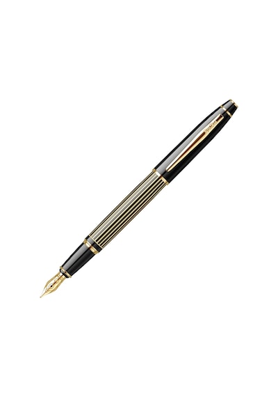 Scrikss 35l Dolmakalem Çizgi Desenli Siyah Altın M Uç 165-Koyu Yeşil
