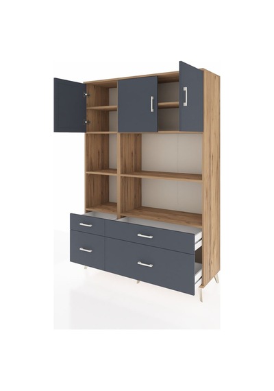 Hyperion Dolap 8 Raflı 4 Çekmeceli 3 Kapaklı 132x44x195 Çam-antrasit/antrasit Antrasıt/antrasıt Hyperion Dolap 8 Raflı 4 Çekmeceli 3 Kapaklı 132x44x195 Çam-antrasit/antrasit Antrasıt/antrasıt