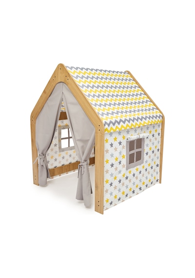 Minera Montessori Ahşap Oyun Evi, Oyun Çadırı / Naturel Sarı