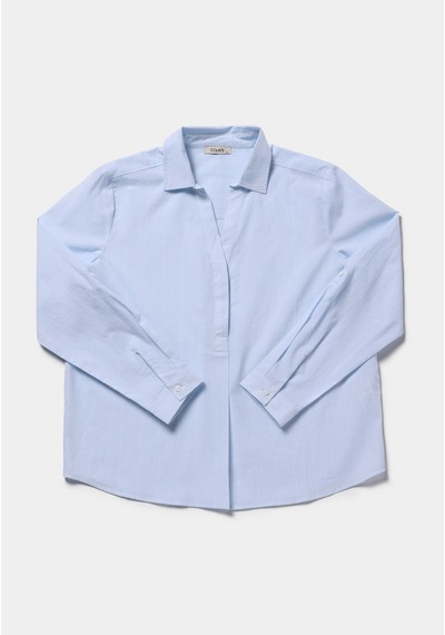 Colin's Colins Regular Fit Shirt Neck Çizgili Kadın Mavi Roll-up Gömlek Cl1081253 Q1.v1 Ble
