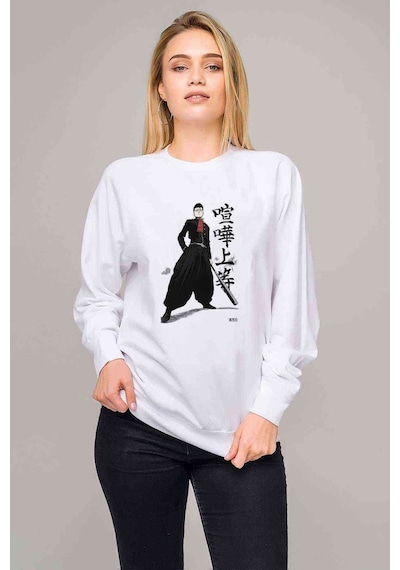 Anime One Punch Man Baskılı Beyaz Kadın Sweatshirt (534615062)