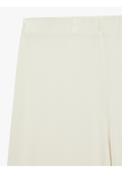 Koton Normal Bel Straight Fit Geniş Paça Kumaş Pantolon Ekru 7wak40130ek