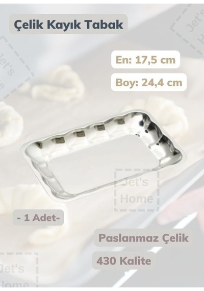 Köşeli Kayık Tabak 24,4 Cm Paslanmaz Çelik Tabak Gri